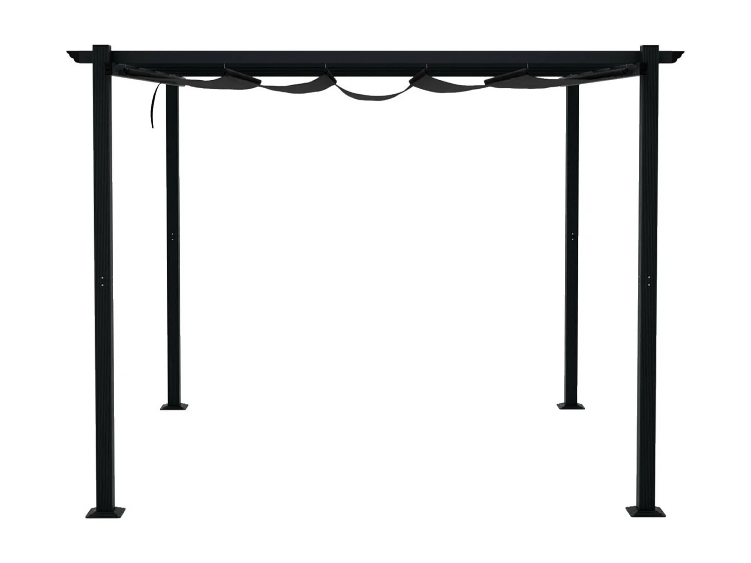 Tonnelle/Pergola aluminium 3x3m toile coulissante rétractable - Gris - BERCY