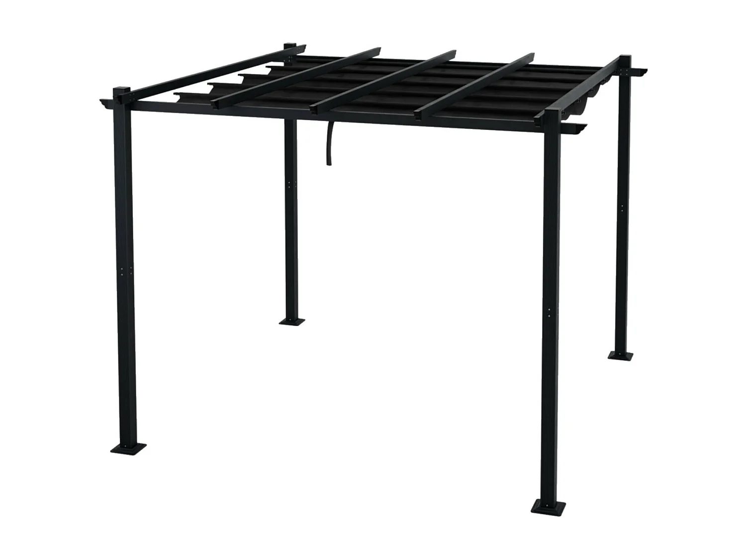 Tonnelle/Pergola aluminium 3x3m toile coulissante rétractable - Gris - BERCY