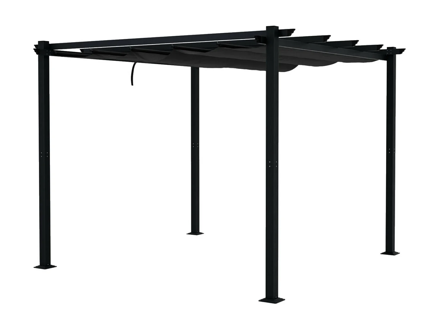 Tonnelle/Pergola aluminium 3x3m toile coulissante rétractable - Gris - BERCY