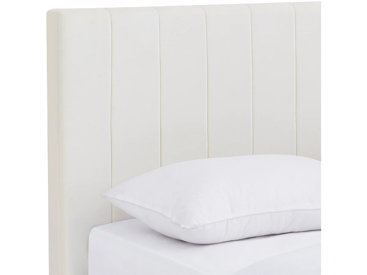 Lit adulte 160x200 cm avec tête de lit capitonnée en velours beige - William