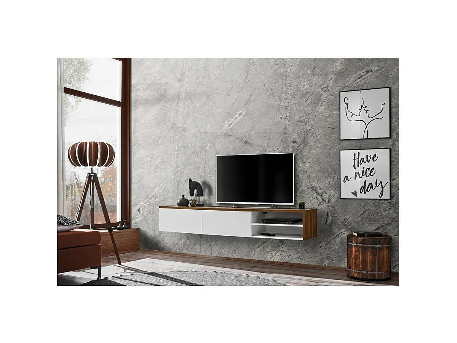 Meuble TV "RTV Dallas" 180cm Blanc & Chêne
