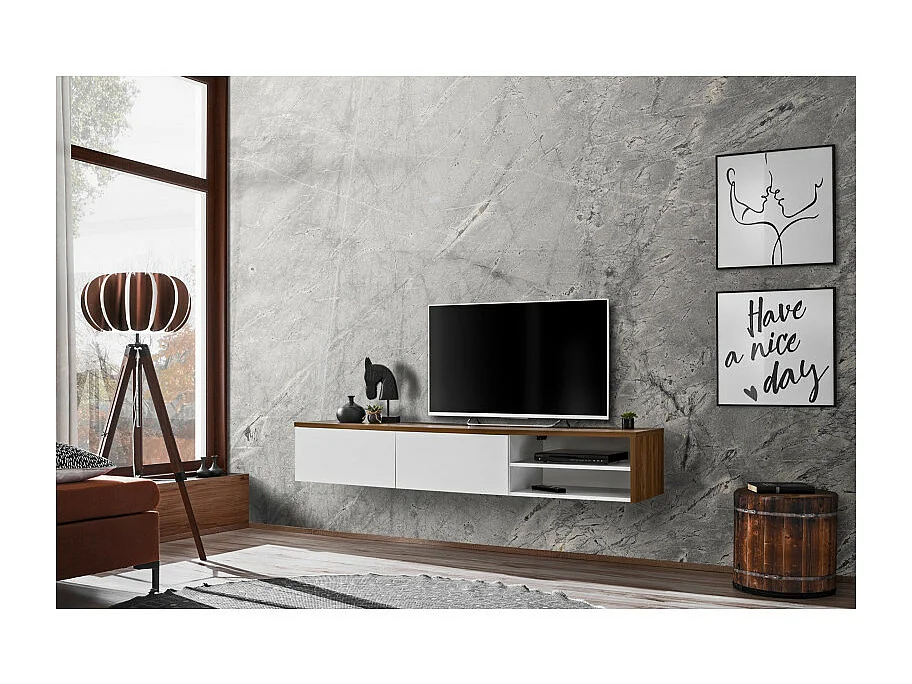 Meuble TV "RTV Dallas" 180cm Blanc & Chêne