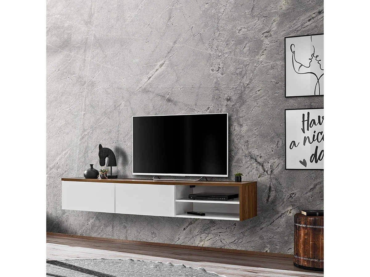 Meuble TV "RTV Dallas" 180cm Blanc & Chêne
