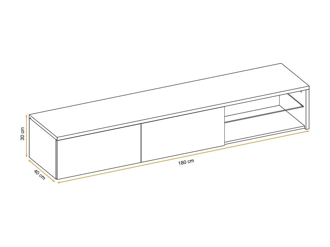 Meuble TV "RTV Dallas" 180cm Blanc & Chêne