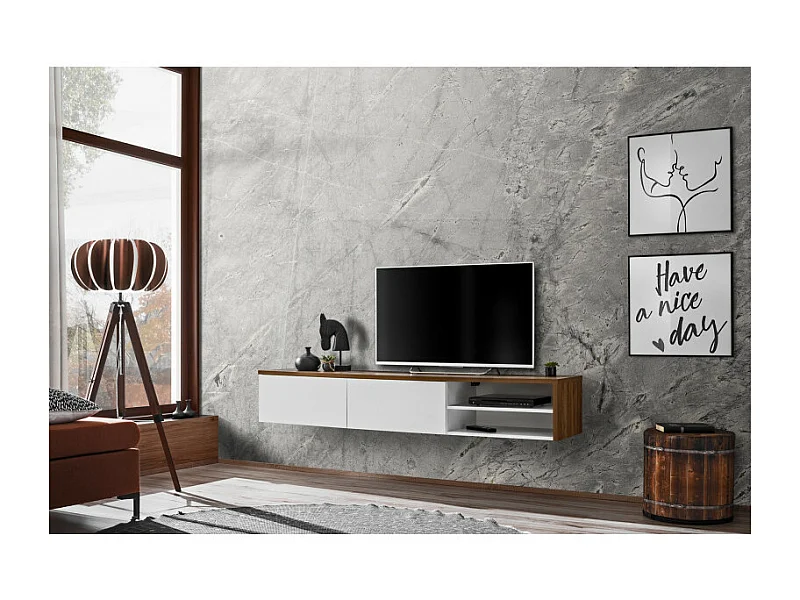 Meuble TV "RTV Dallas" 180cm Blanc & Chêne