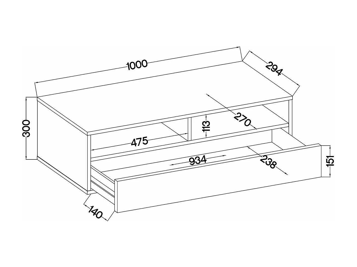 Meuble TV avec tiroir - 100 cm - grau - REDNAW