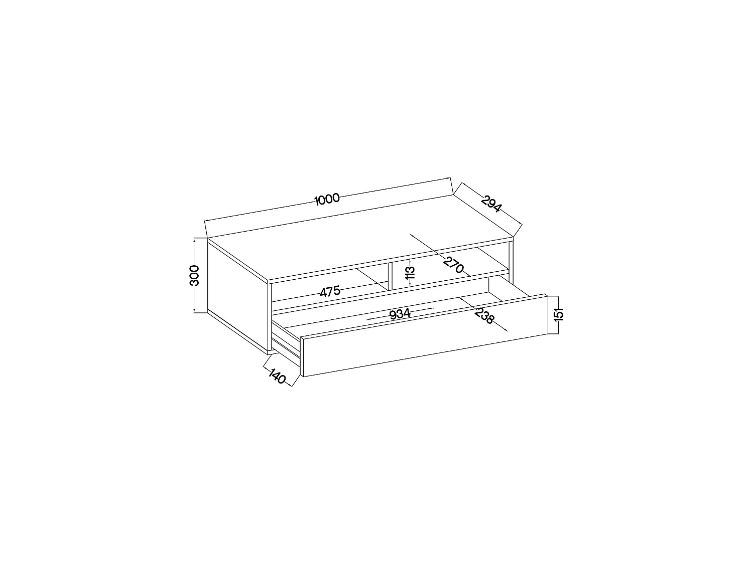 Meuble TV avec tiroir - 100 cm - grau - REDNAW