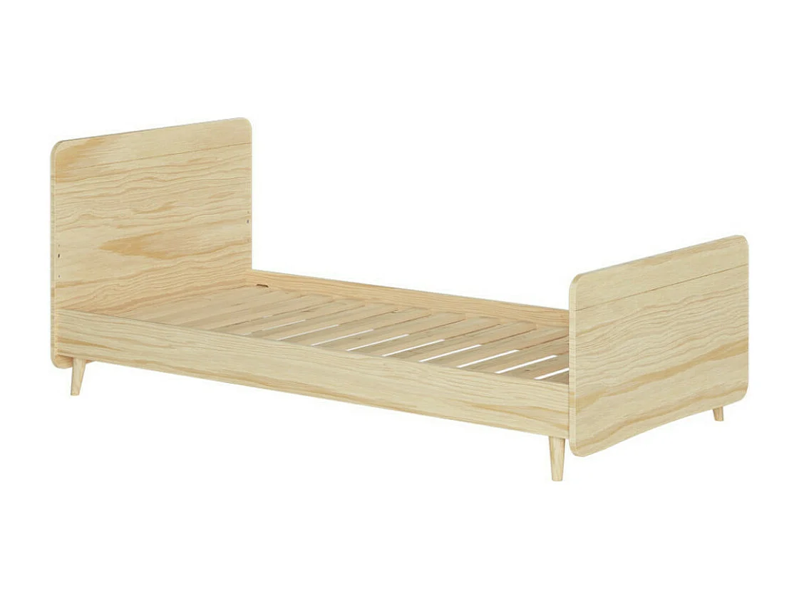 Pack lit enfant avec pieds et matelas 90x190 cm bois massif bois LILOW