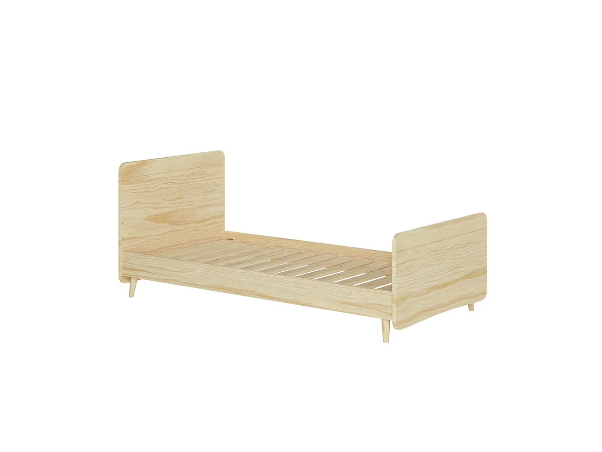 Pack lit enfant avec pieds et matelas 90x190 cm bois massif bois LILOW