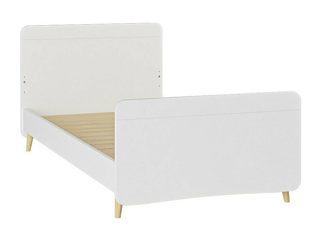 Lit enfant avec pieds 90x190 cm bois massif blanc LILOW