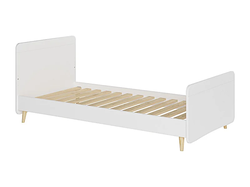 Lit enfant avec pieds 90x190 cm bois massif blanc LILOW