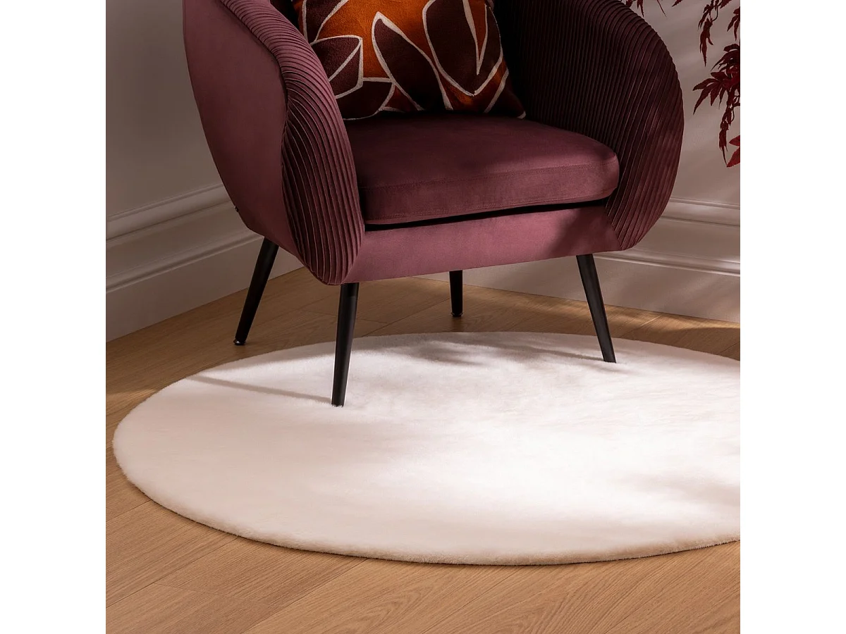 Tapis décoratif rond fourrure Blanc extra doux D 118 cm
