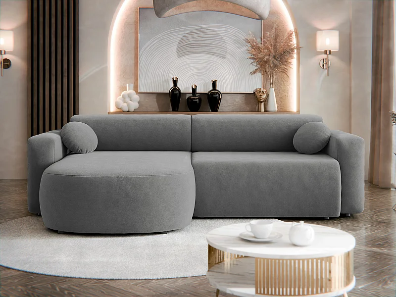 Canapé d'angle Comfivo 413, Gris, Disponible, 252x150x70cm