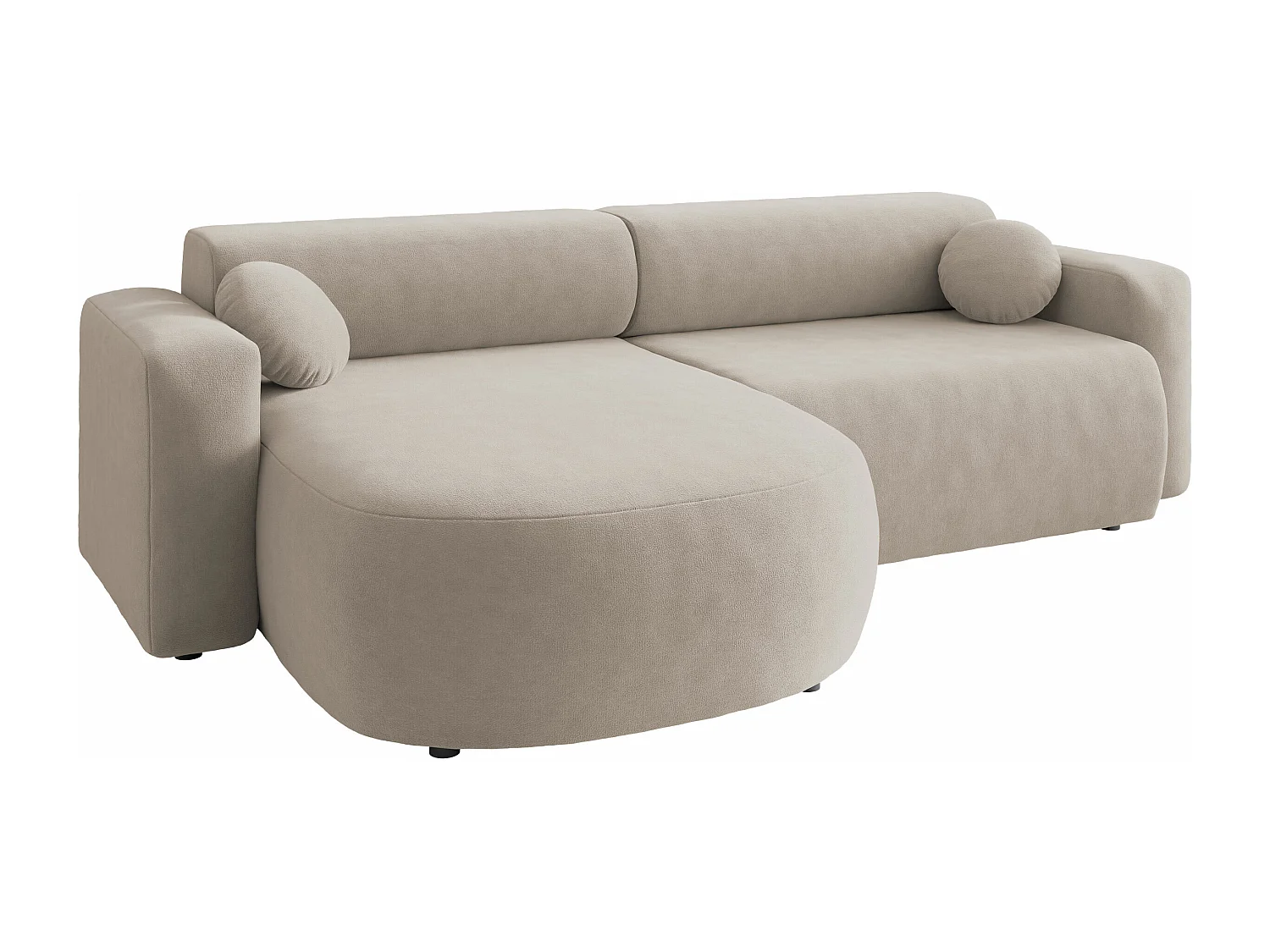 Sofá rinconero Comfivo 413, De color marrón claro, Función de descanso, Almacenaje, 252cm