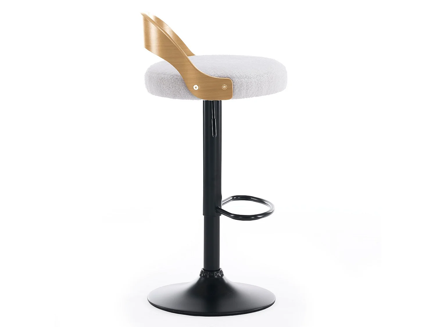 Lot de 2 chaises de bar Yoggi Bois Chêne clair et Tissu bouclette Crème