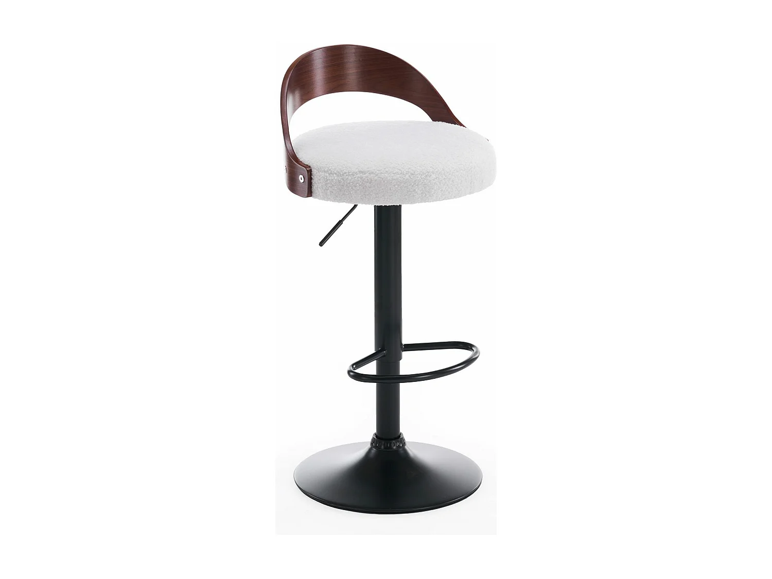 Lot de 2 chaises de bar Yoggi Bois foncé et Tissu bouclette Crème