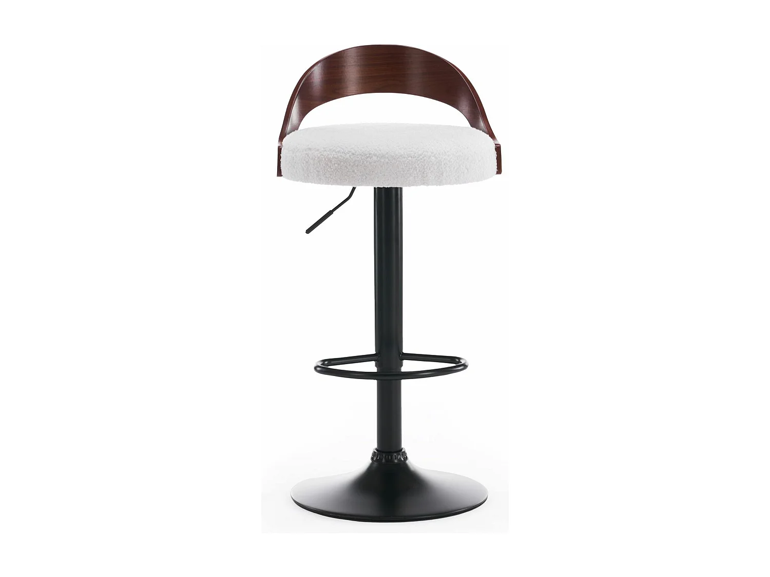 Lot de 2 chaises de bar Yoggi Bois foncé et Tissu bouclette Crème