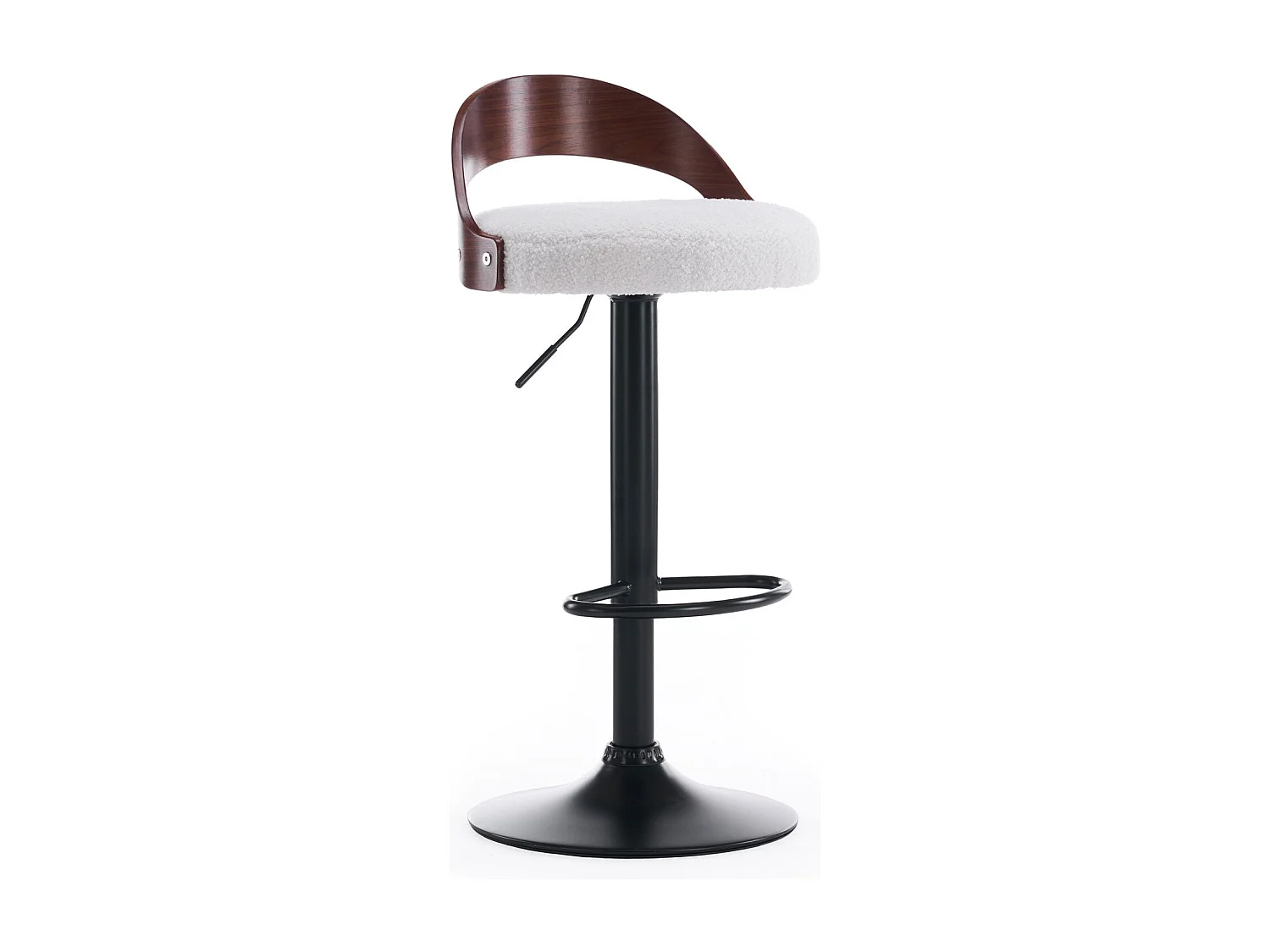 Lot de 2 chaises de bar Yoggi Bois foncé et Tissu bouclette Crème