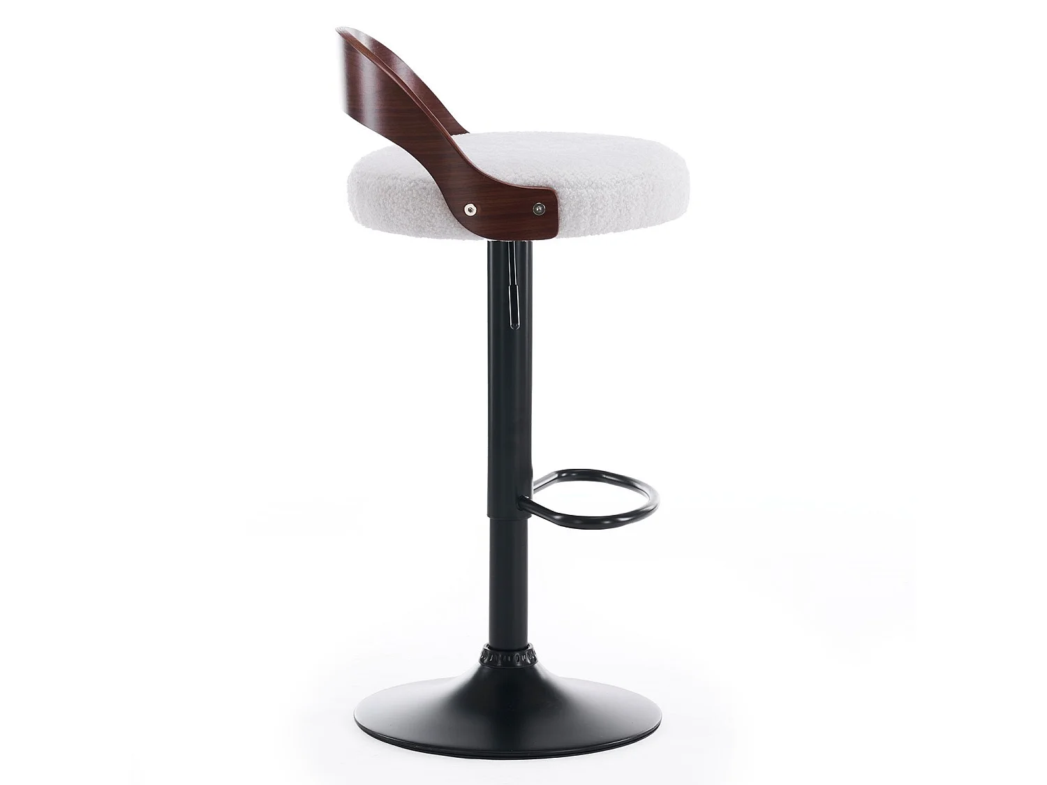 Lot de 2 chaises de bar Yoggi Bois foncé et Tissu bouclette Crème