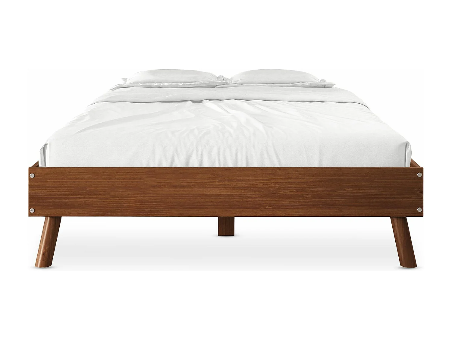 Lit futon KARRI double pour adulte 140 x 200 cm, 2 places, en bois massif, coloris châtaignier