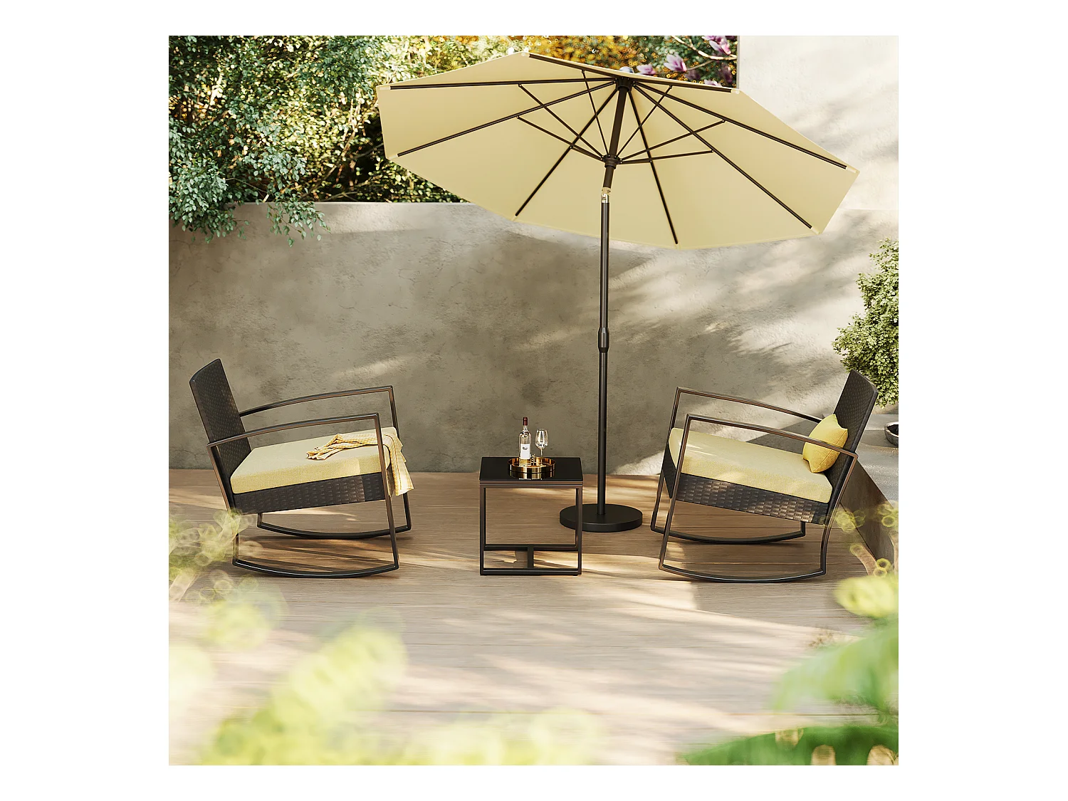 Bealife set tuin schommelstoelen met bijtaveltje - geel