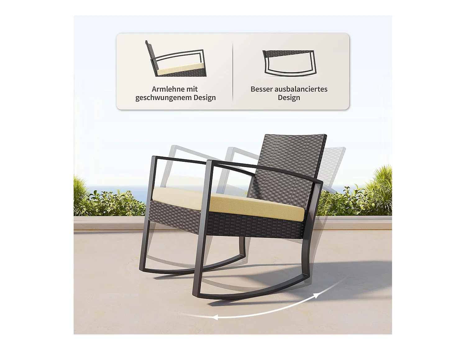 Bealife set tuin schommelstoelen met bijtaveltje - geel