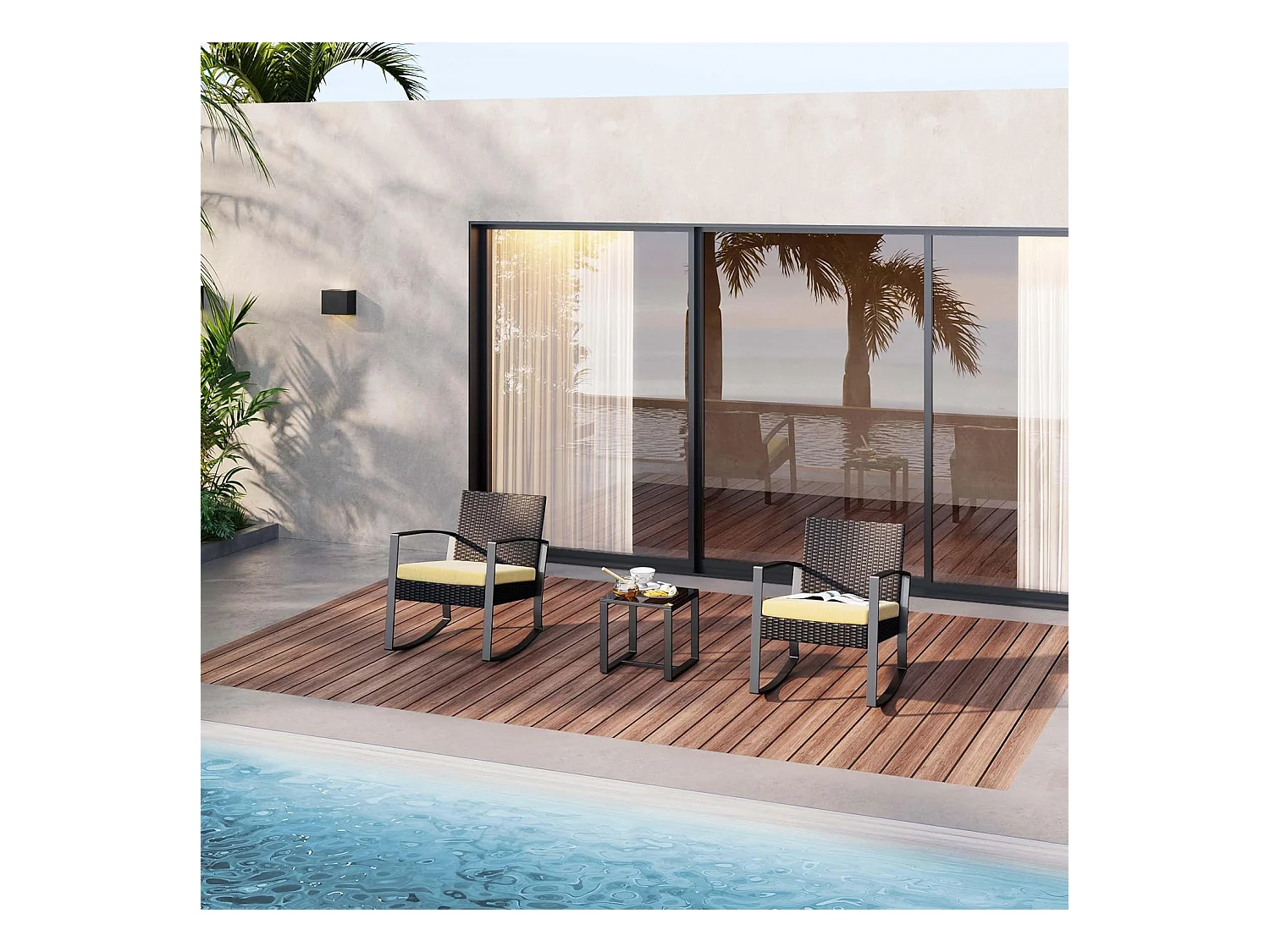 Bealife set tuin schommelstoelen met bijtaveltje - geel