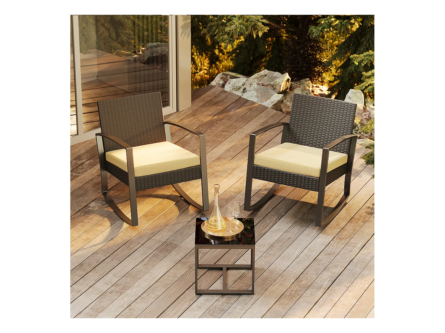 Bealife set tuin schommelstoelen met bijtaveltje - geel