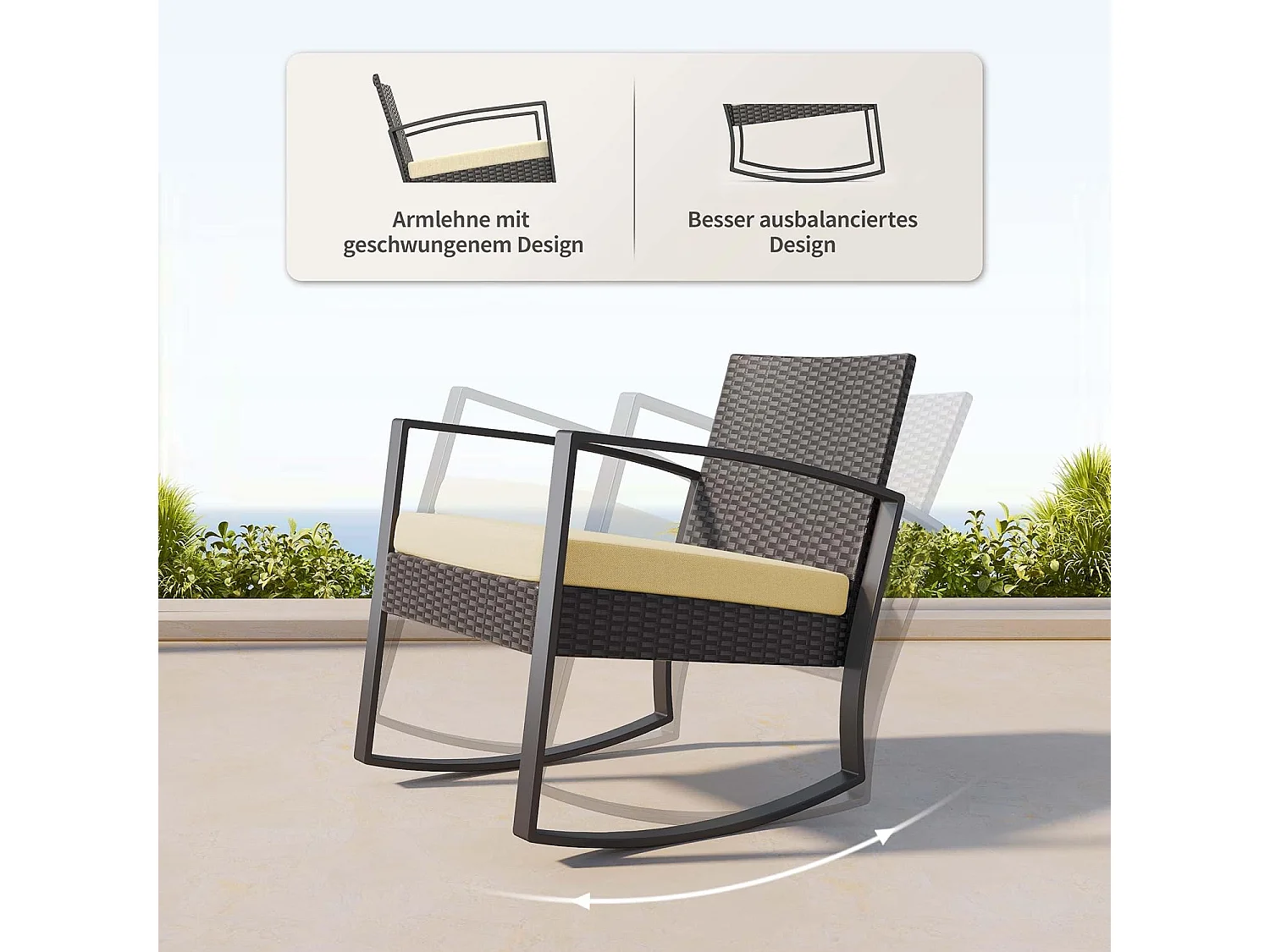 Bealife ensemble de fauteuil à bascule de jardin avec table d'appoint - jaune