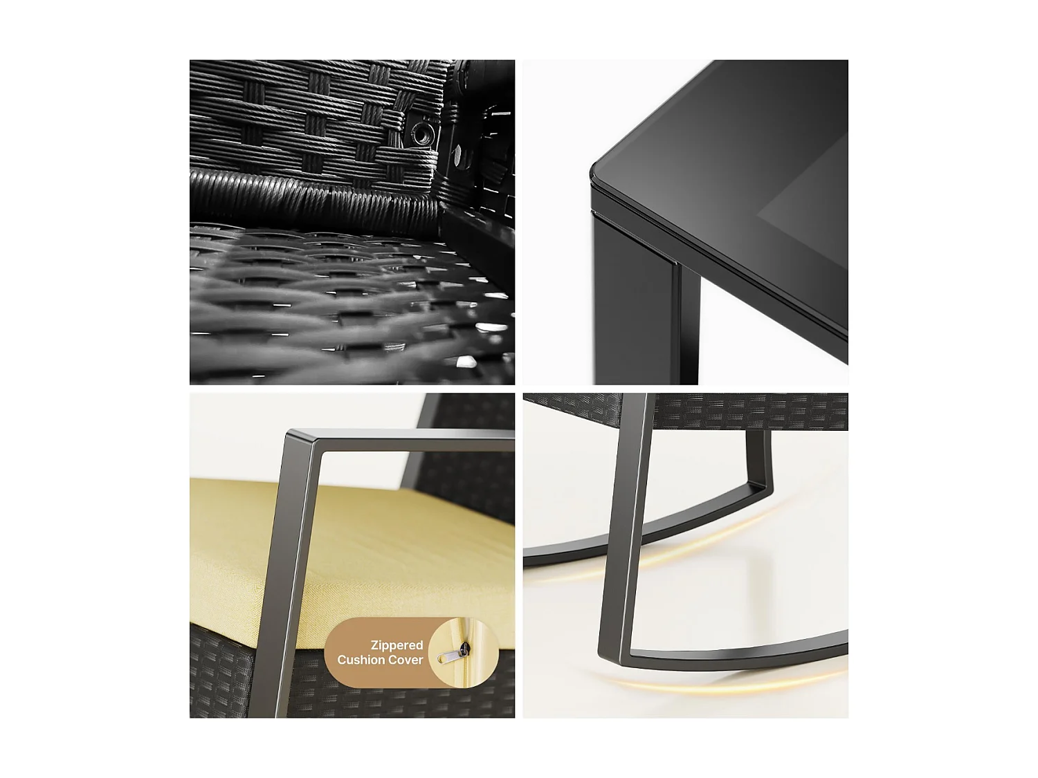 Bealife ensemble de fauteuil à bascule de jardin avec table d'appoint - jaune