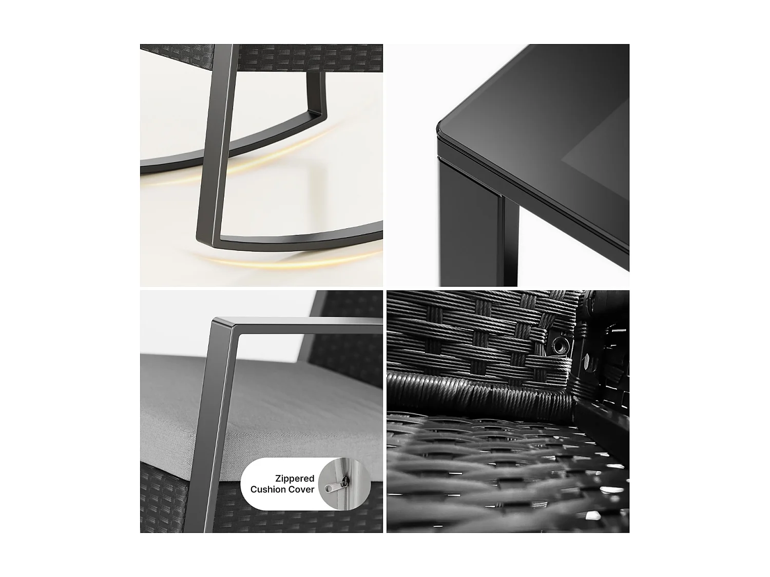 Bealife ensemble de fauteuil à bascule de jardin avec table d'appoint - gris