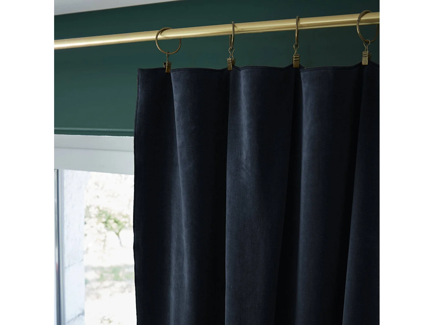 Rideau à pinces velours 140x270 cm bleu marine