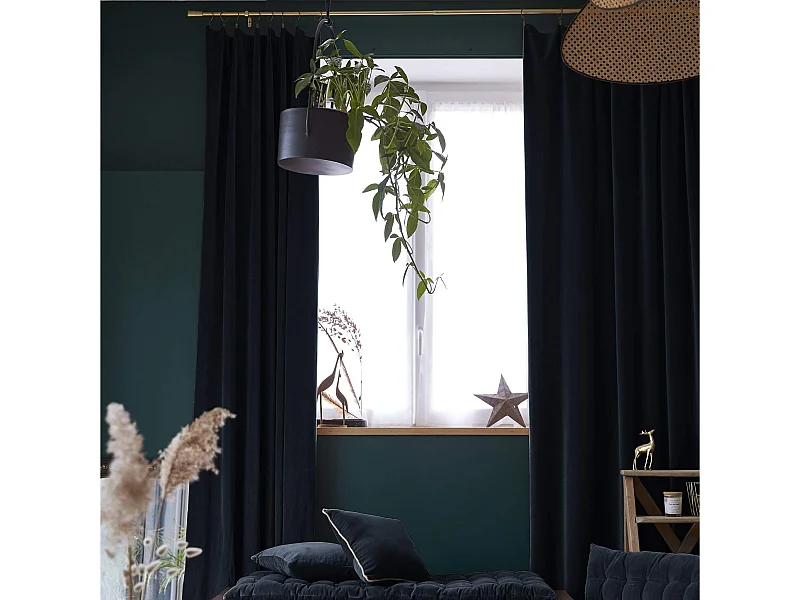 Rideau à pinces velours 140x270 cm bleu marine