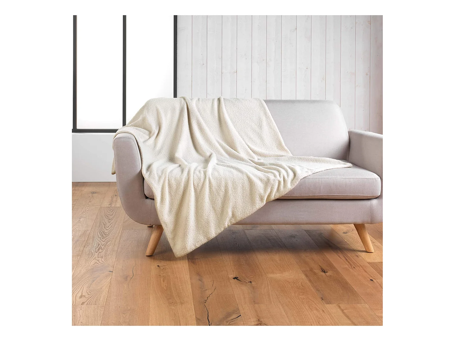 Plaid Bouclette "Wooly" 180x220cm Naturel