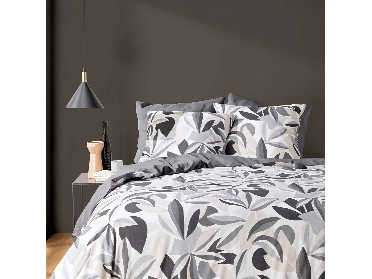 Parure de Lit 3 Pièces "Lavinia" 240x220cm Gris