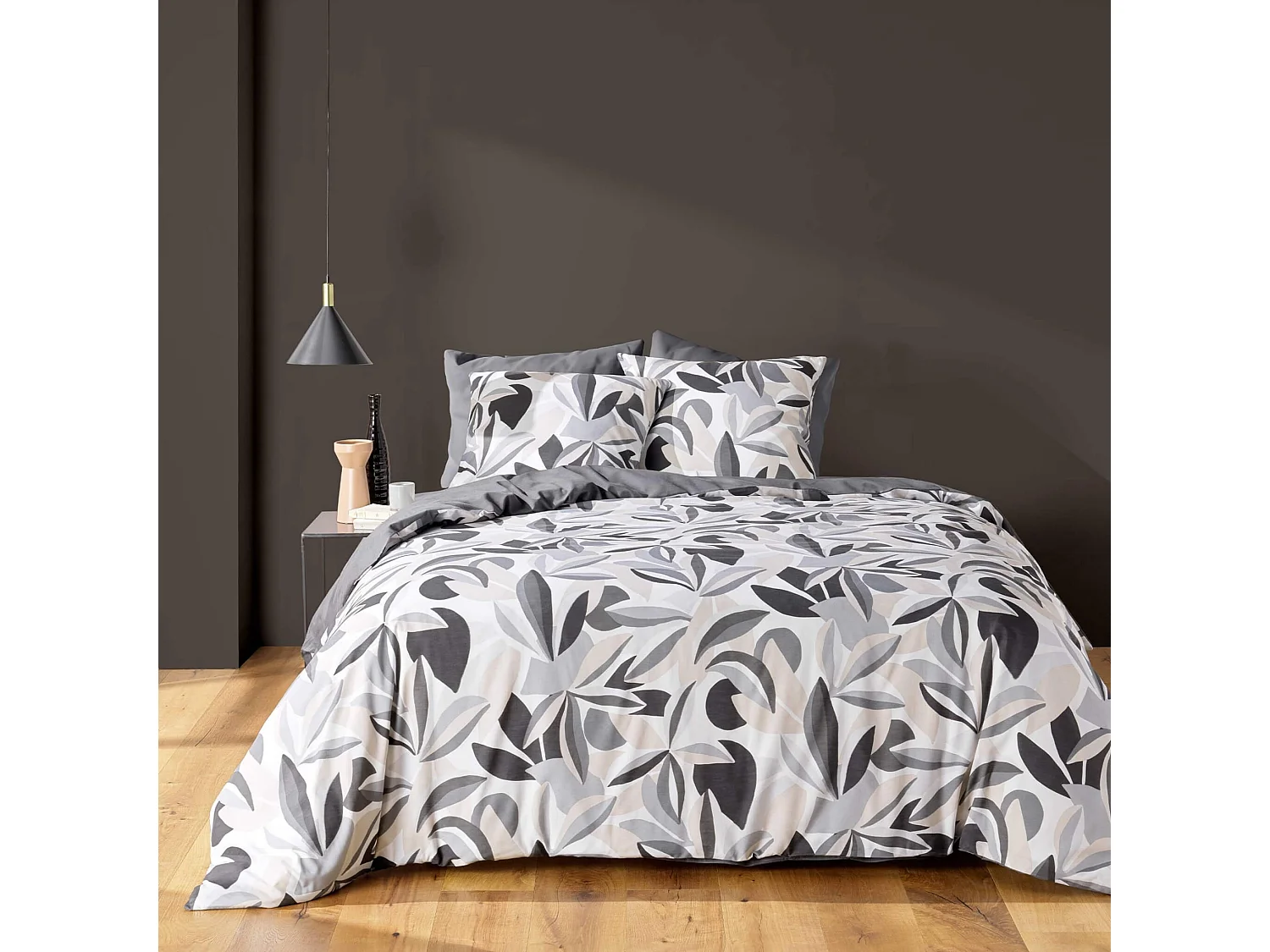 Parure de Lit 3 Pièces "Lavinia" 240x220cm Gris