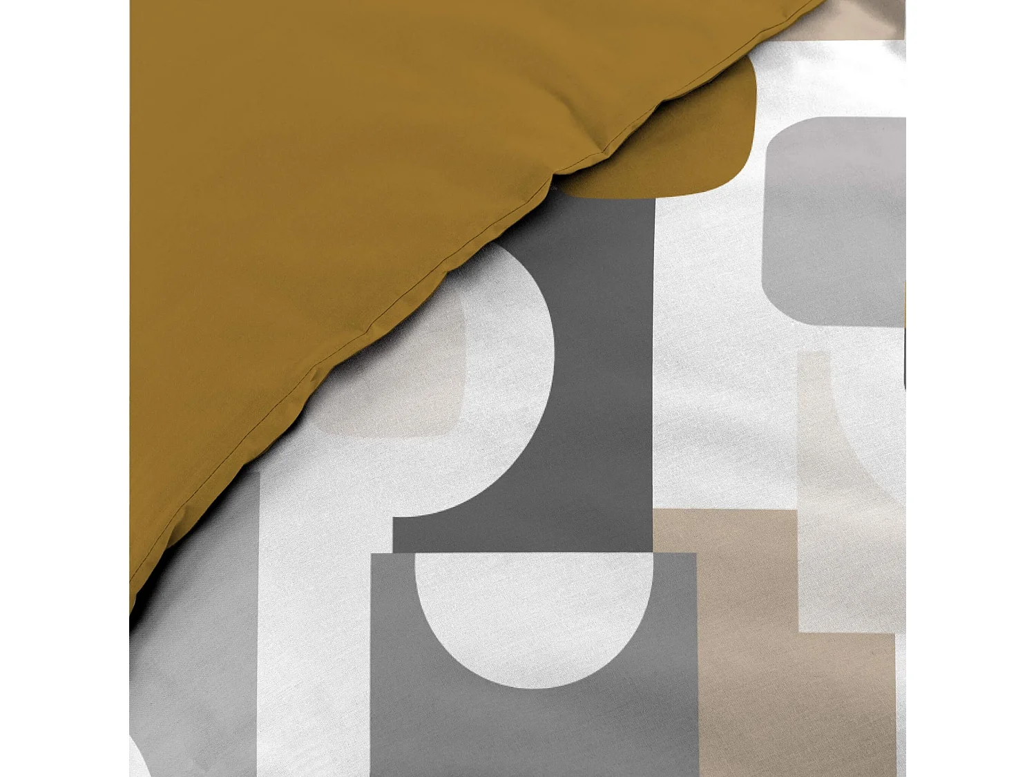 Parure de Lit 3 Pièces "Geomelo" 240x220cm Ocre