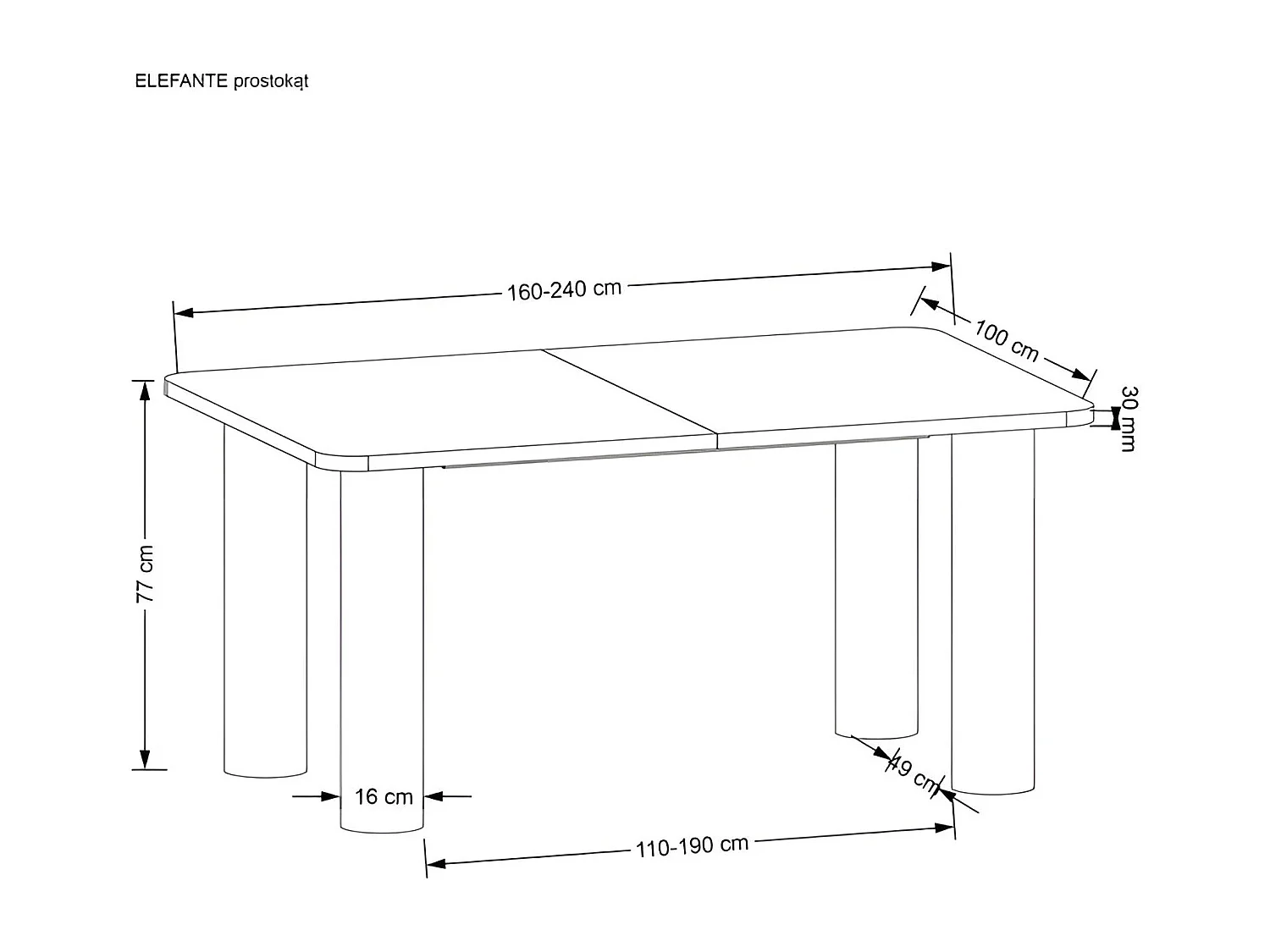 Esstisch Elefante (100x240)