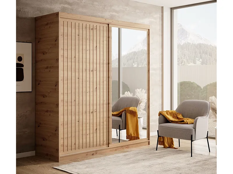 Armoire Visp (180cm)/portes coulissantes/Artisan-Marron