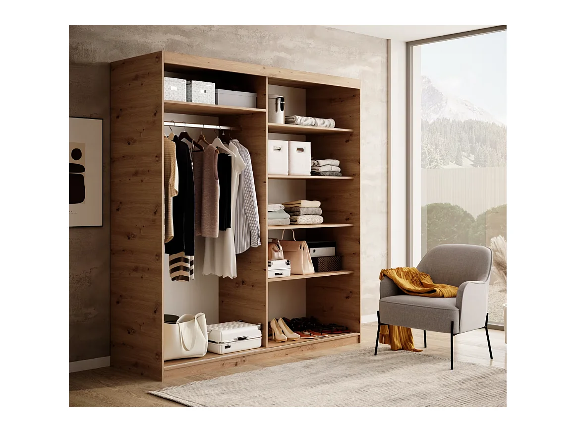 Armoire Visp (180cm)/portes coulissantes/Artisan-Marron