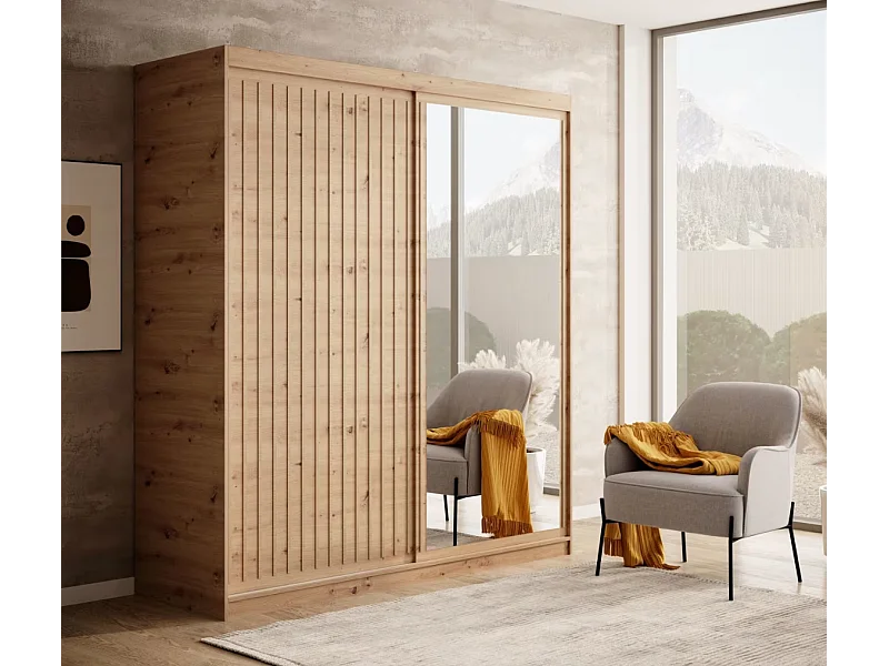 Armoire Visp (180cm)/portes coulissantes/Artisan-Marron