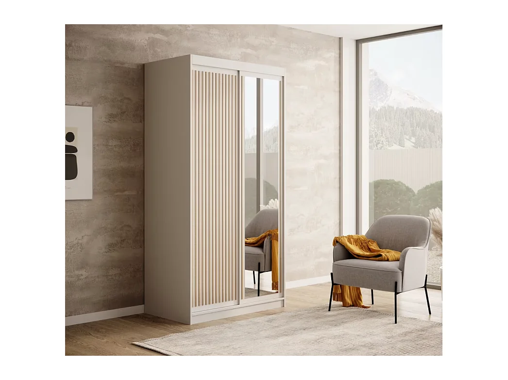 Armoire Visp (100cm)/portes coulissantes/Blanc&Marron