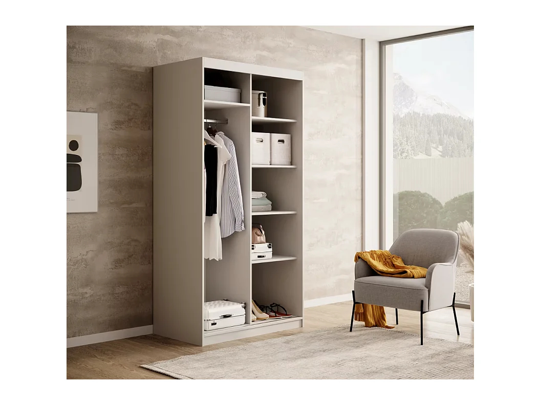Armoire Visp (100cm)/portes coulissantes/Blanc&Marron