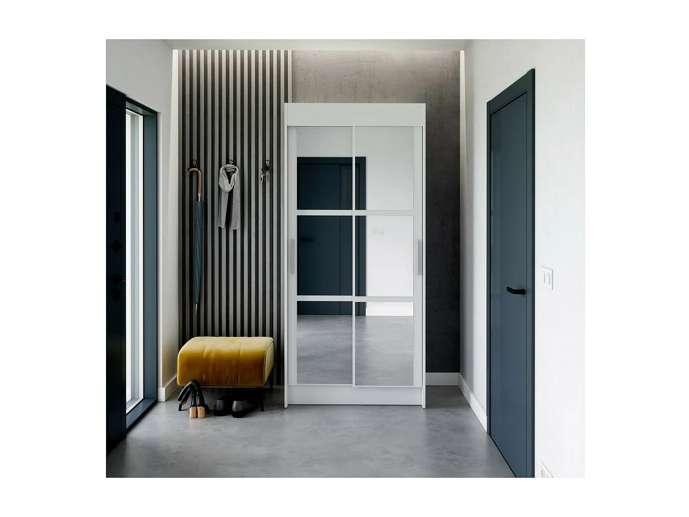 Armoire Carol (100cm)/portes coulissantes/Blanc