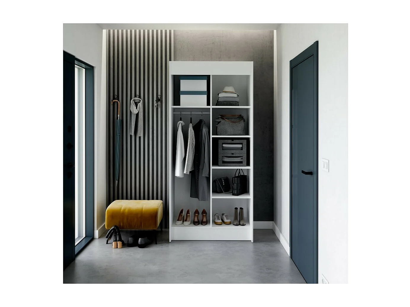 Armoire Carol (100cm)/portes coulissantes/Blanc