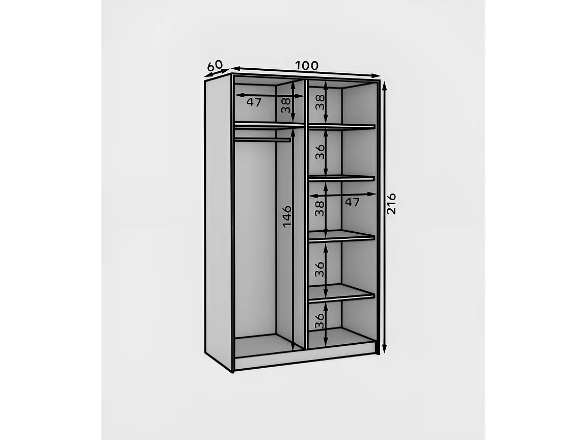 Armoire Carol (100cm)/portes coulissantes/Blanc