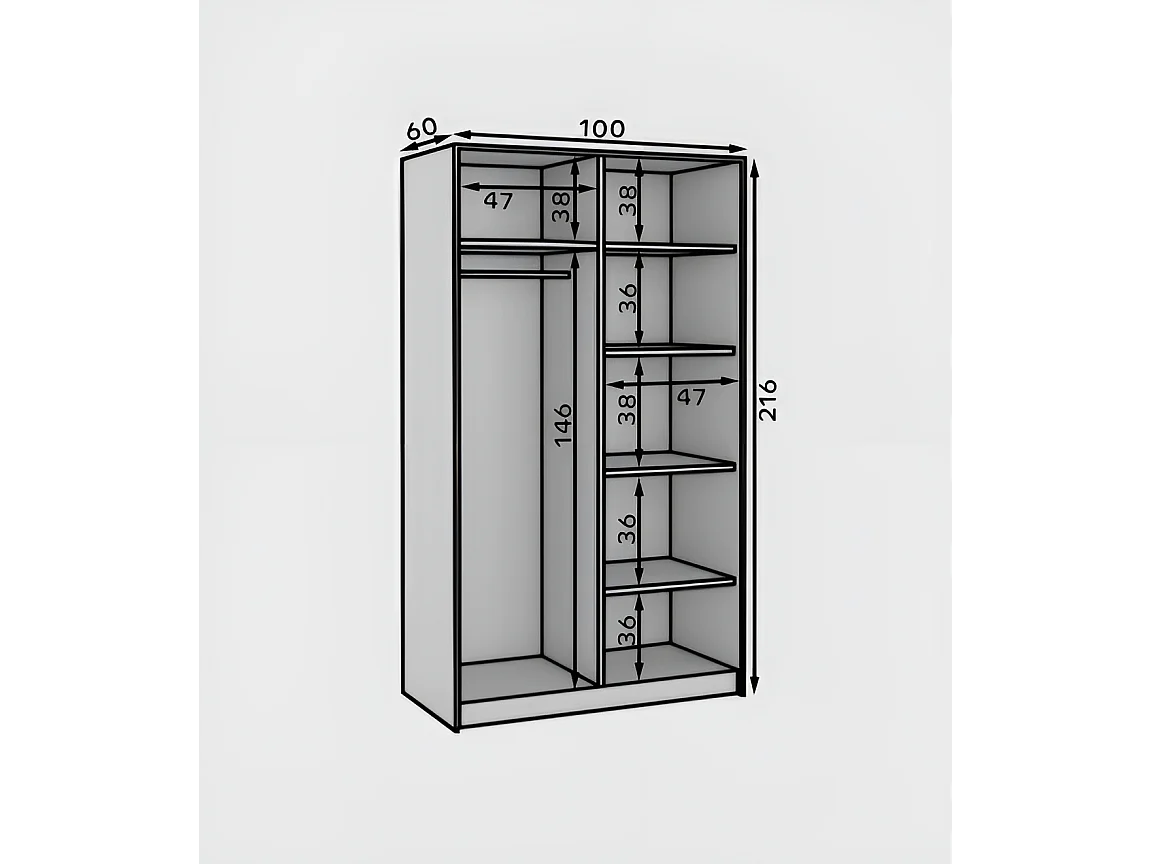 Armoire Carol (100cm)/portes coulissantes/Blanc
