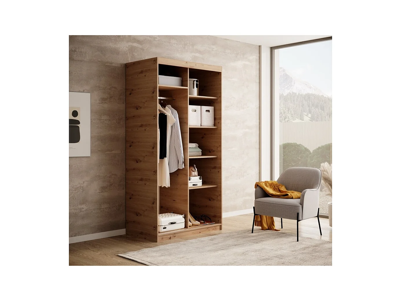 Armoire Visp (120cm)/portes coulissantes/Artisan-Marron