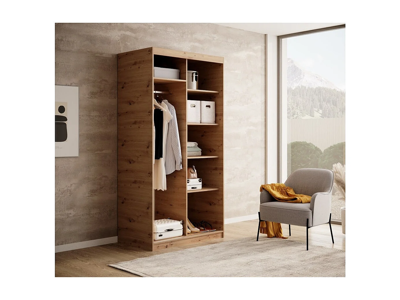 Armoire Visp (120cm)/portes coulissantes/Artisan-Marron