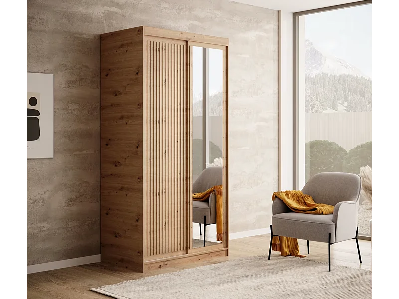 Armoire Visp (120cm)/portes coulissantes/Artisan-Marron